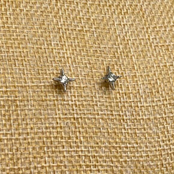 Silver Star Stud Earrings - Picture 3 of 3